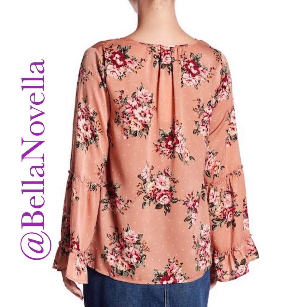 🔴 PLEIONE Floral Satin Poet’s Blouse sz S/4/6 - Picture 4 of 5